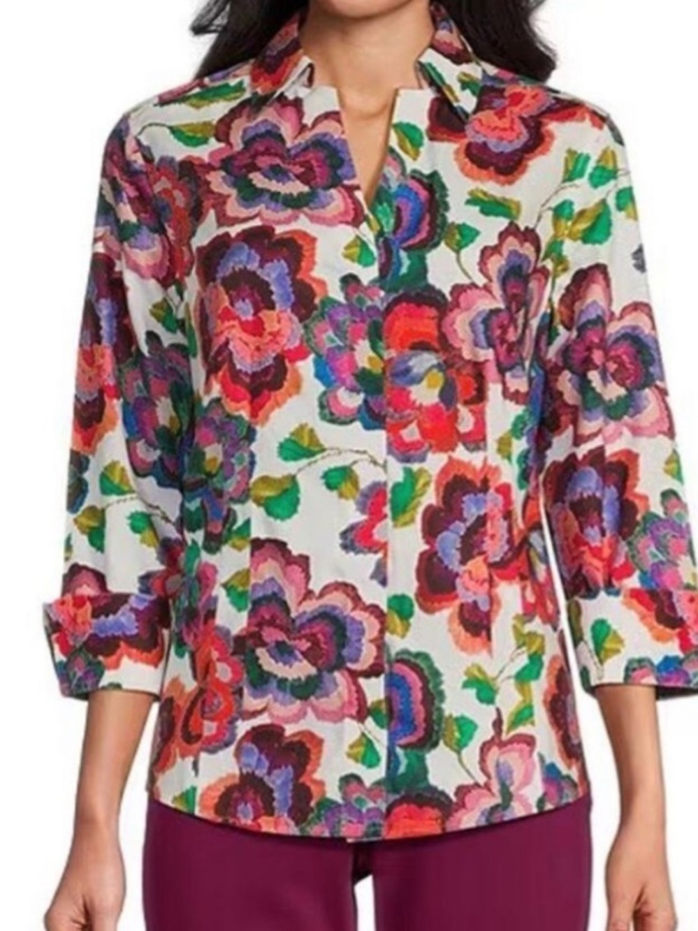 Taylor Investments Gold Label Brushed Floral Button Up Shirt size 16